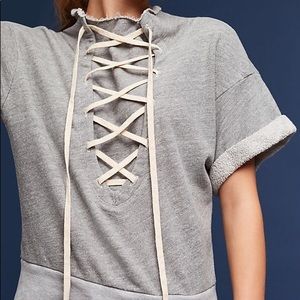Anthropologie T.LA Lace Up Sweatshirt